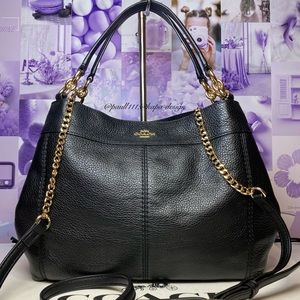 Coach Black Lexy Bag Purse Satchel Chain crossbody